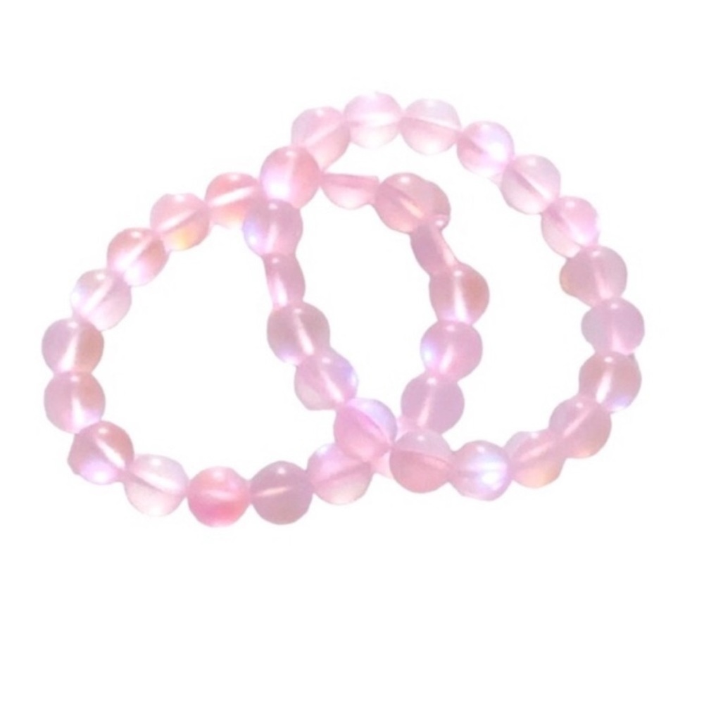 UNBRANDED Set Of Two LUMINOUS Matte AB Frosted GLASS BEAD Stretch Bracelets
